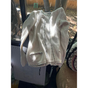 Women's Express Off-White Chain Trim Cardigan Sweater Size S